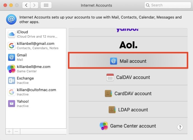How to add a new Mail account in macOS