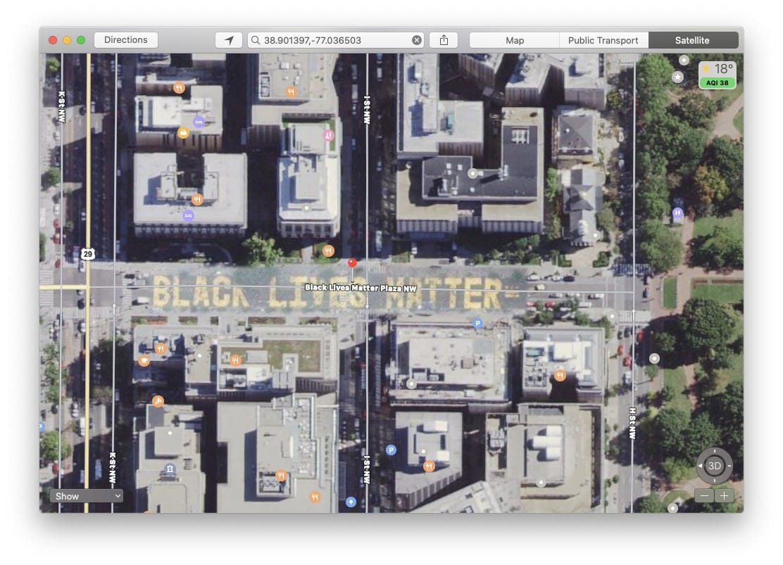 Black Lives Matter Plaza in Apple Maps