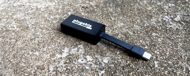 Just plug the Plugable USB-C to Ethernet Adapter into a USB-C port on your MacBook or iPad and you’re go to go. 