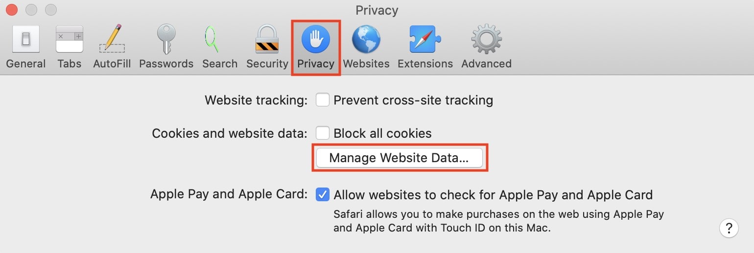 How to manage website data for Safari