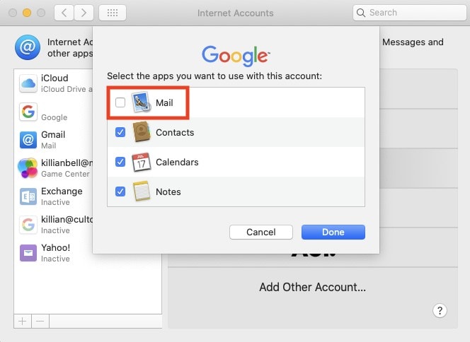 Gmail setup in macOS