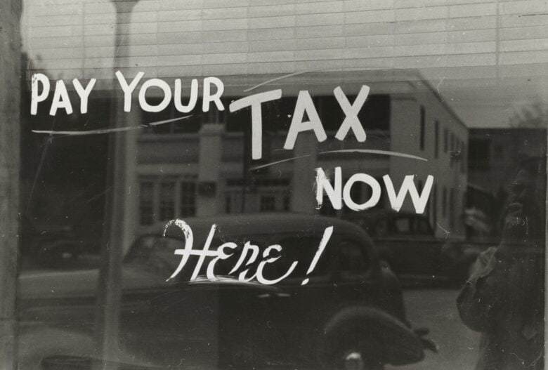 Image showing "Pay your tax now" displayed in window
