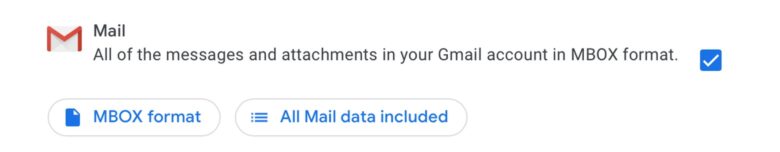 Scroll down the Google Takeout page to find the settings for backing up your mail. Notice you’re looking for ‘Mail’ not ‘Gmail.”