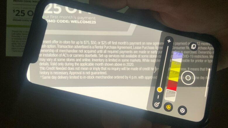 The iPhone Magnifier app can be a real life saver.