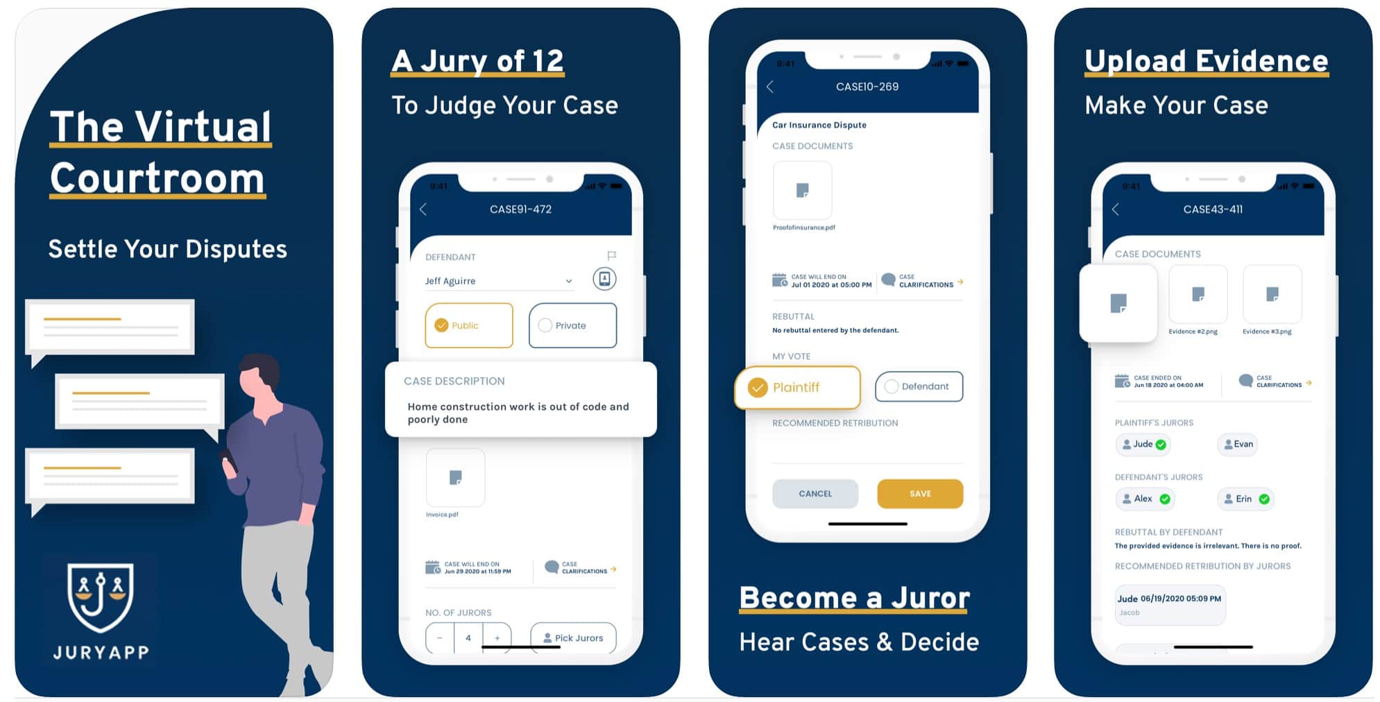The Jury app creates a virtual courtroom. Plaintiffs and defendants pick jurors, upload evidence and get to a fair (but nonbinding) verdict.