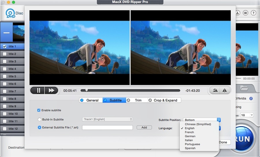MacX DVD Ripper Pro lets you edit DVD content. 