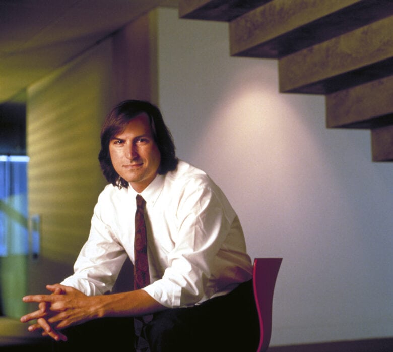 Steve Jobs Fortune photo: Steve Jobs looks calm and cool here. Minutes earlier he hadn't been.