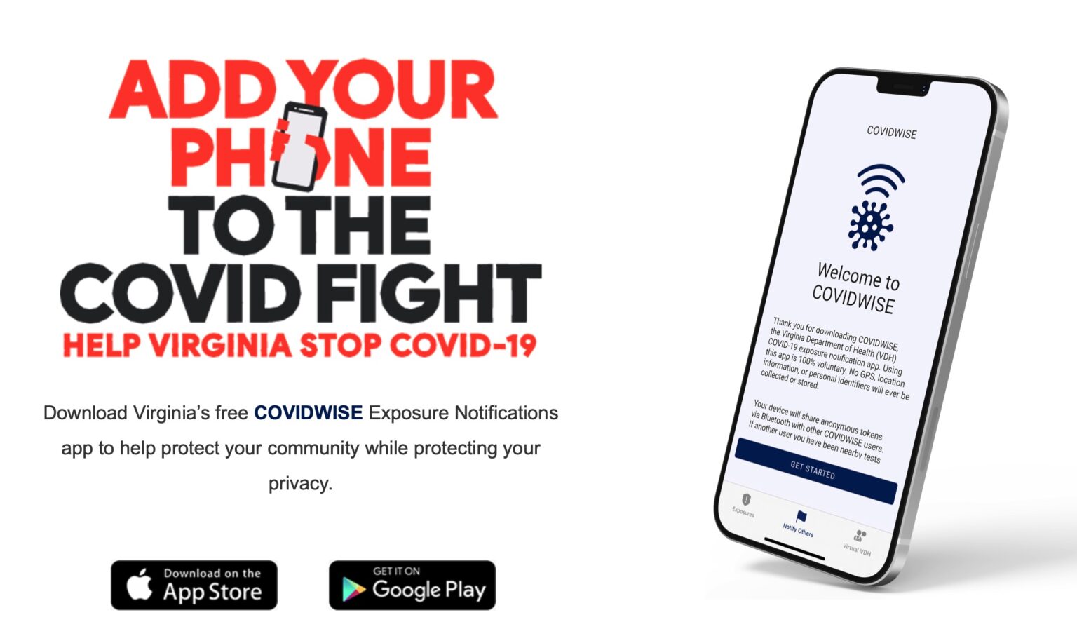 Virginia's COVIDWISE contact-tracing app uses the Exposure Notifications API developed by Apple and Google.