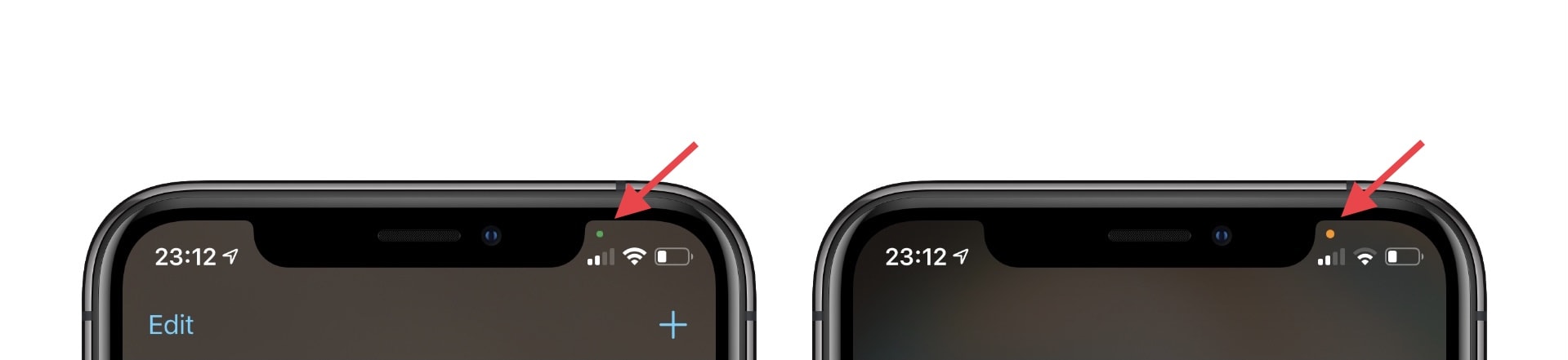 What green and orange dots mean on iPhone and iPad with iOS 14