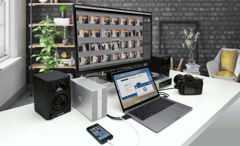 The OWC Mercury Elite Pro Dual also includes a 3-port USB-c hub.