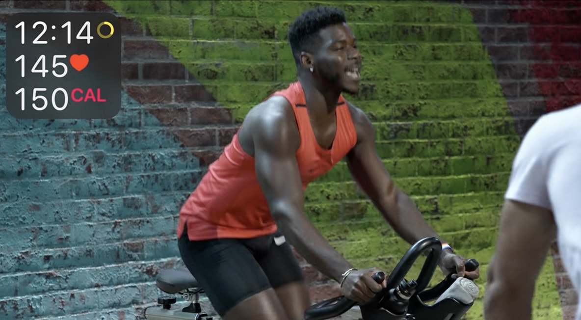 Tyrell put the pedal to the metal during an Apple Fitness+ cycling session.