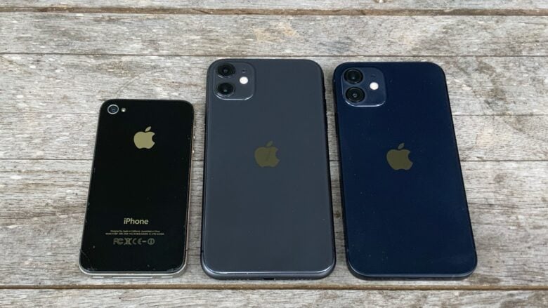 Wow, the mid-size iPhone 12 is huge compared to the iPhone 4.