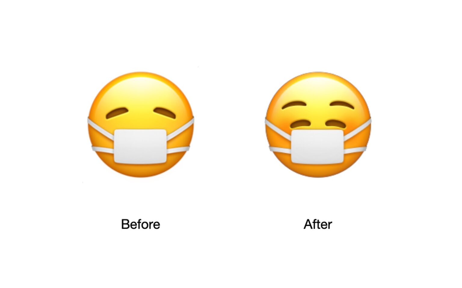 The mask-wearing emoji has a smile on its face. Apparently