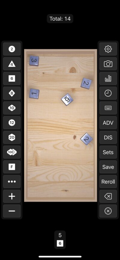 Dice by PCalc with 5 D6 dice