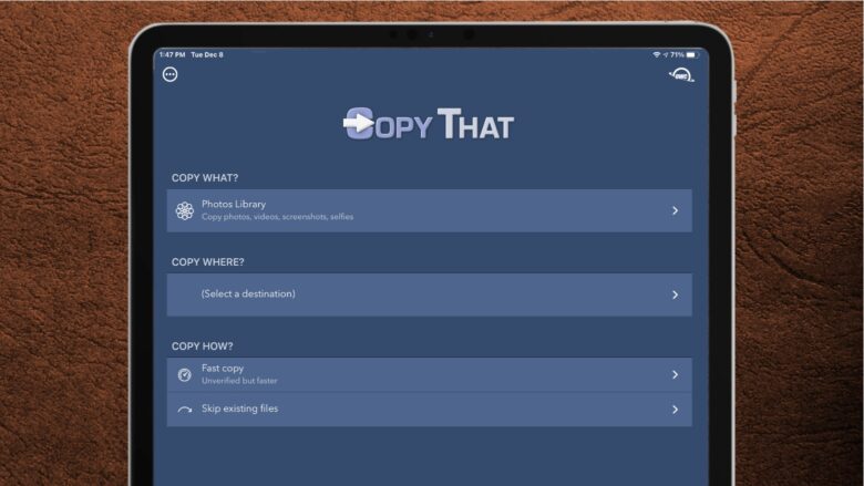 OWC Copy That is a free image-transfer app for iOS and iPadOS.