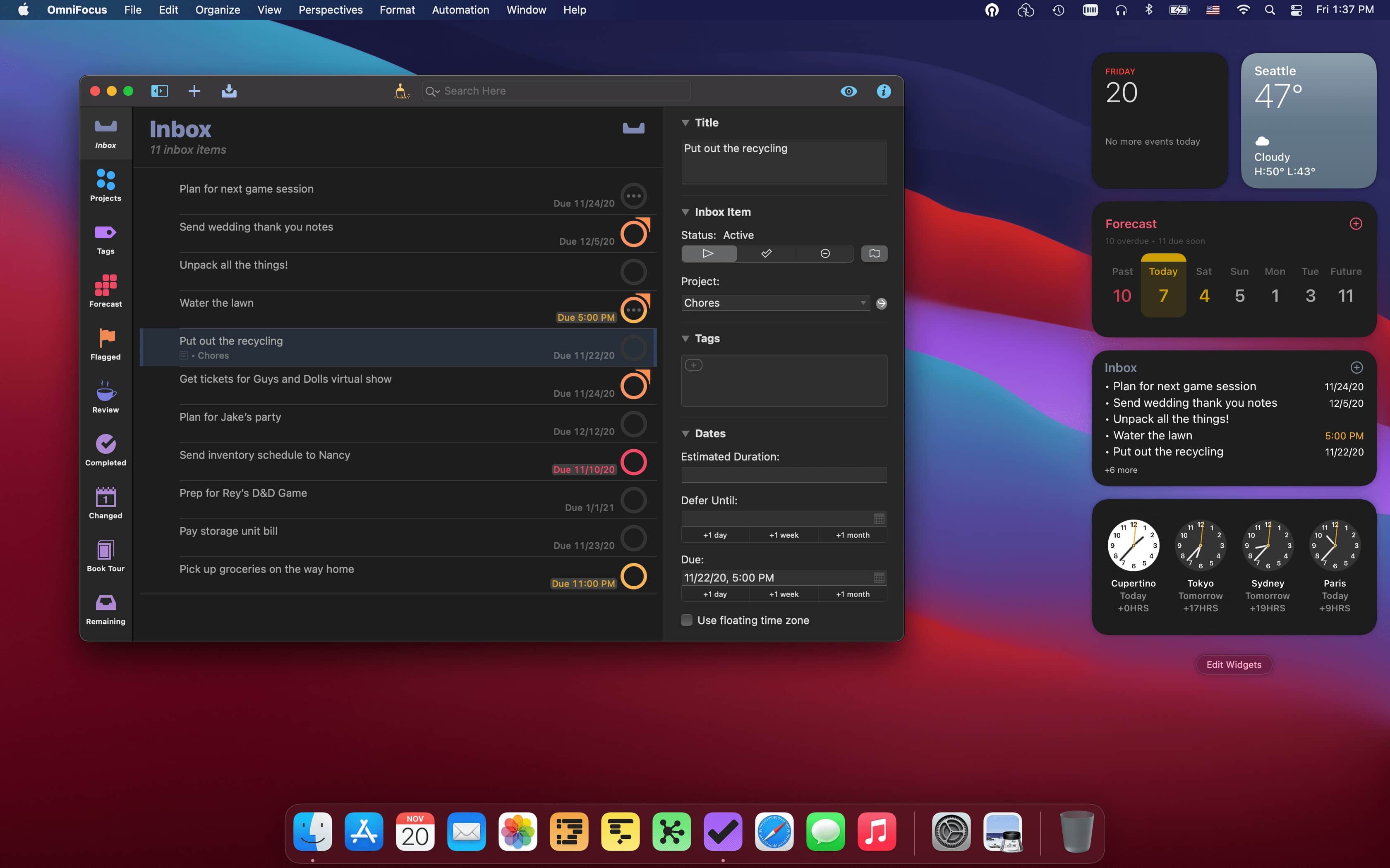 OmniFocus adds cool new macOS Notification Center widgets.