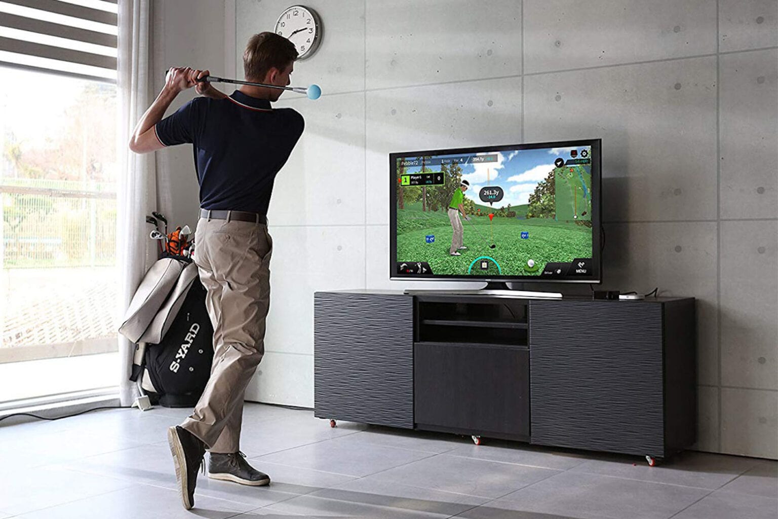 The PhiGolf- Mobile & Home Smart Golf Simulator with Swing Stick: This golf simulator is the perfect indoor activity for fans of the game.