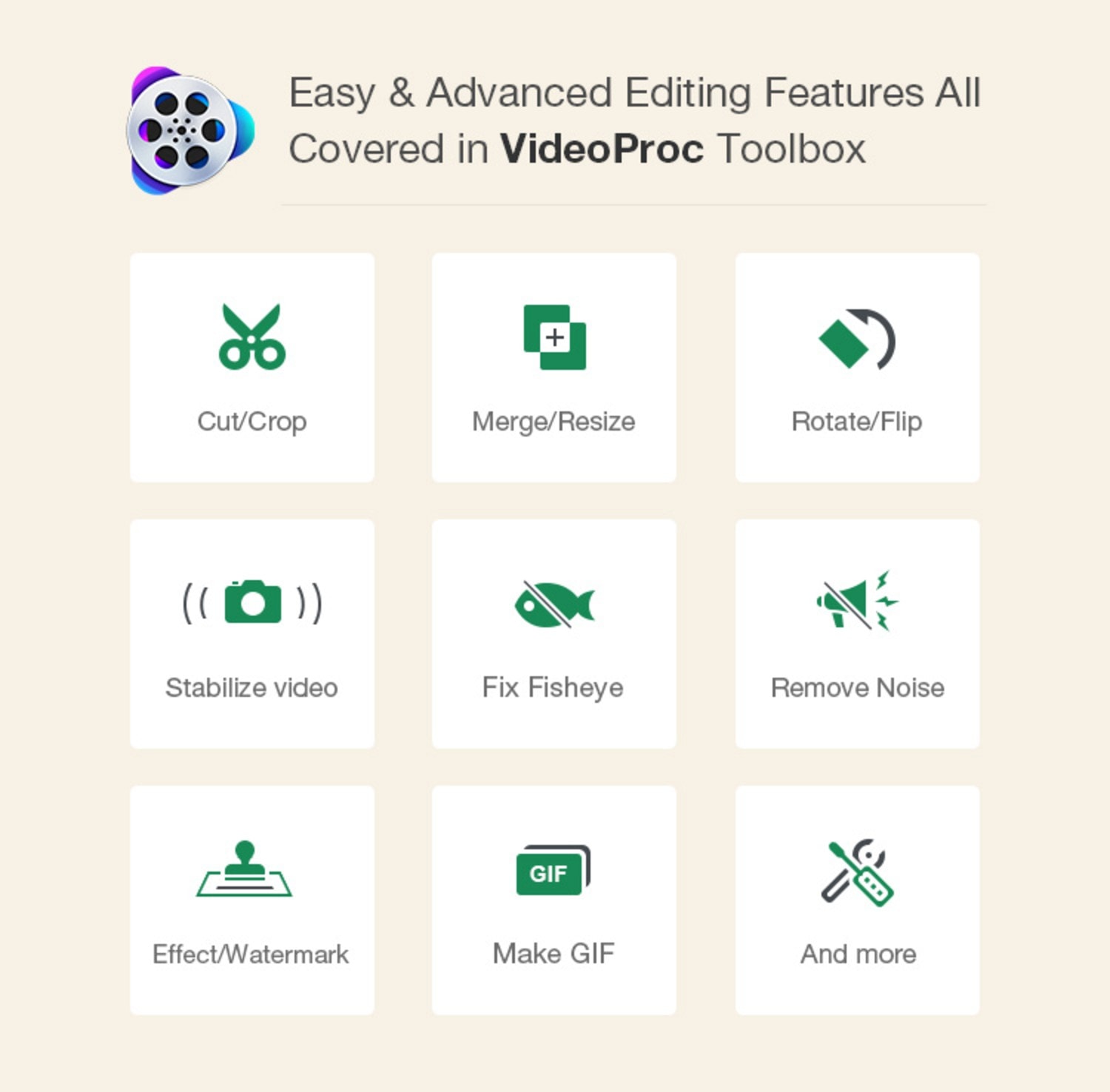 VideoProc can handle all your video editing and processing tasks, without a huge learning curve.