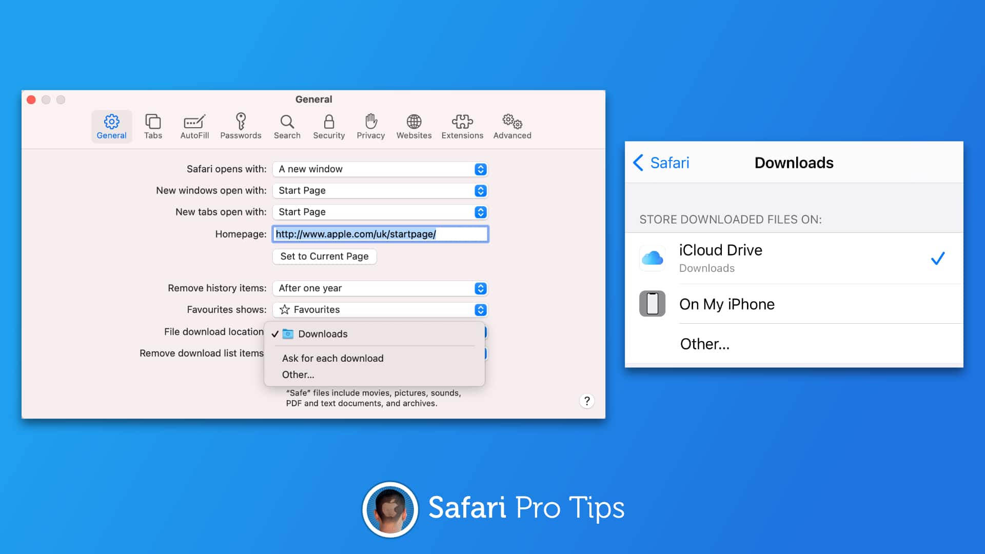 Choose Safari download location