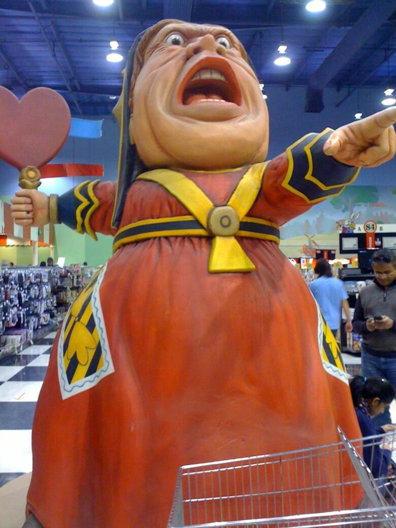 Fry's elaborate decorations infused each store with an individual personality. The theme in Woodland Hills, California, centered on Alice in Wonderland.