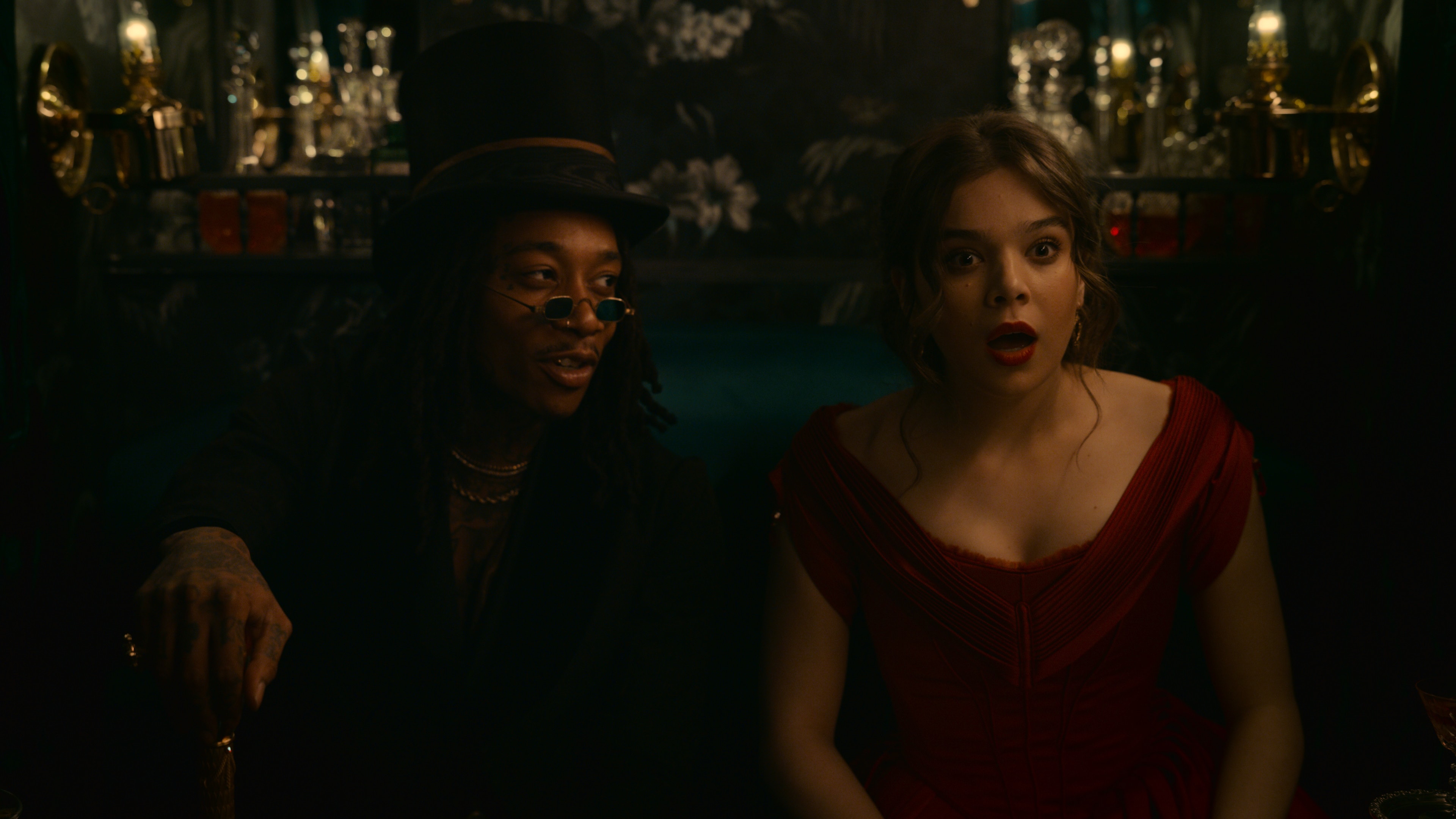 Death (played by Wiz Khalifa, left) is back to see Emily (Hailee Steinfeld) for some reason in Dickinson