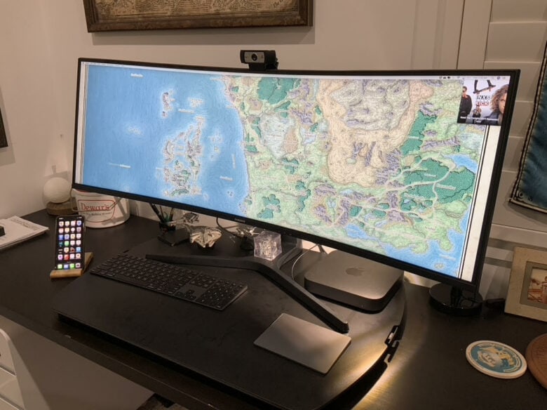 A 43-inch curved monitor is the highlight of Duncan Shultz's gaming setup.