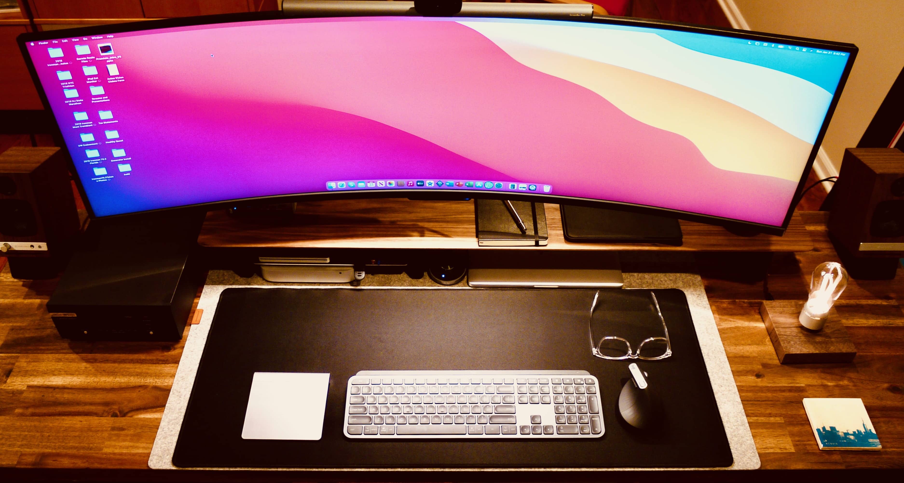 The ultra-wide screen and special lighting choices help with eye strain. 