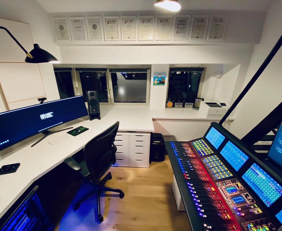 A wider shot shows Owen's Avid S6L mixing console at right.'s Avid S