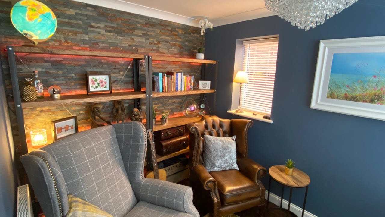 Paul O'Toole converted his garage into both and office and sitting room. 