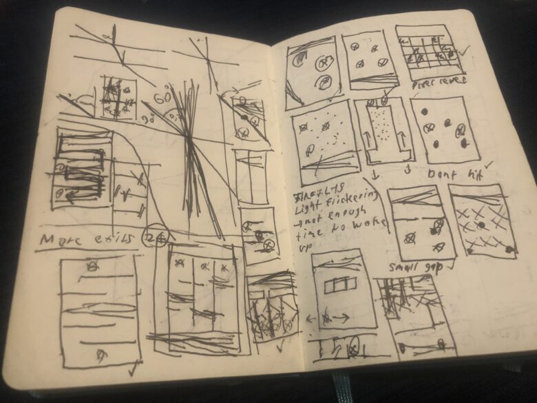 A look into one of the many sketchbook pages that resulted in Lyxo.