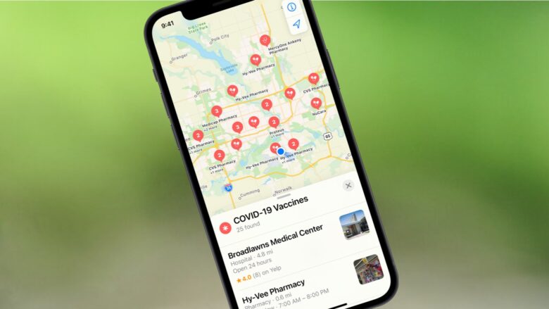 Apple Maps now shows COVID-19 vaccine locations.