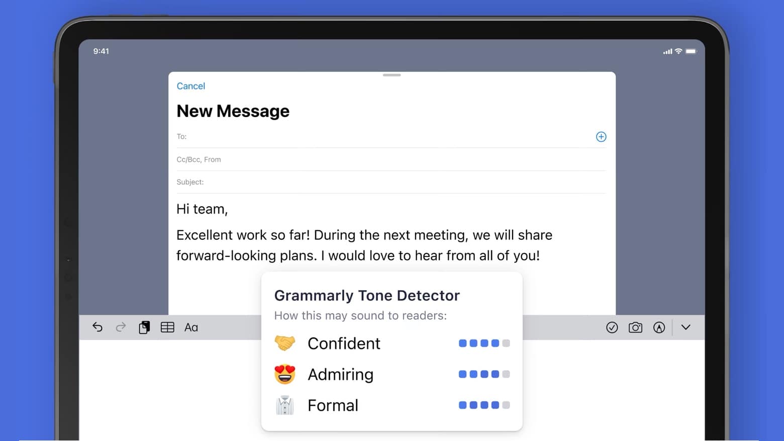 Grammarly tone detector is now available for iPhone or iPad