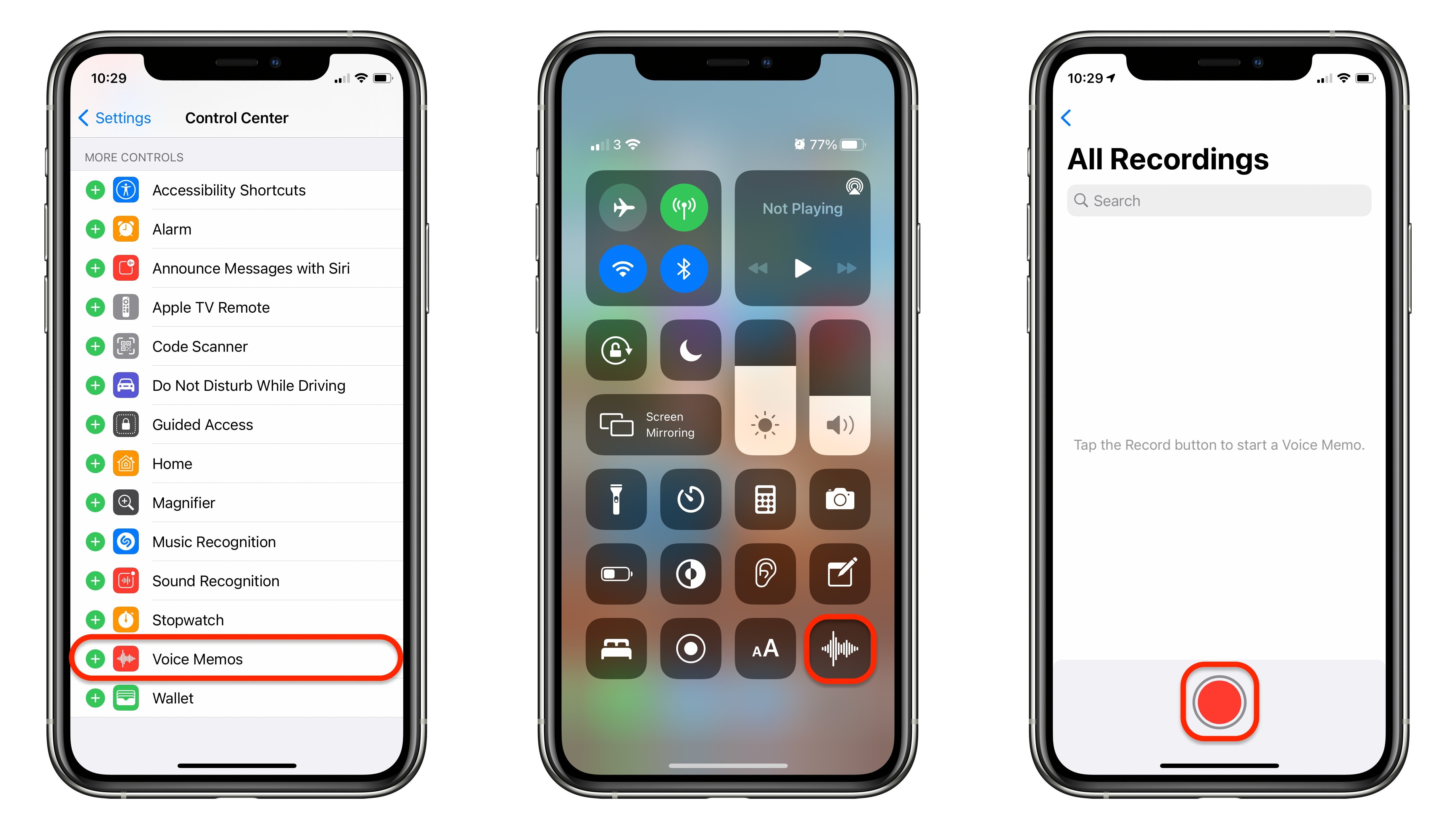 Use Voice Memos with this Control Center shortcut