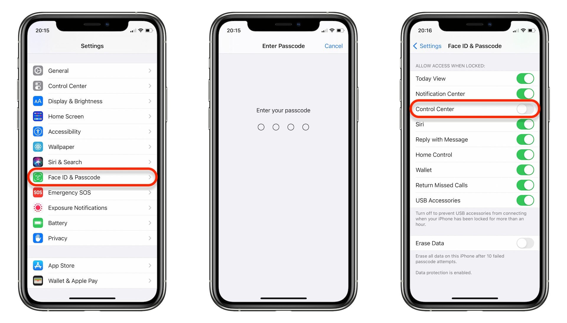 Disable lock screen access to Control Center on iPhone and iPad