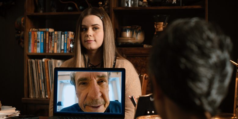 Jo (Jessie Ennis, top) and C.W. (F. Murray Abraham, on screen) keep things interesting.