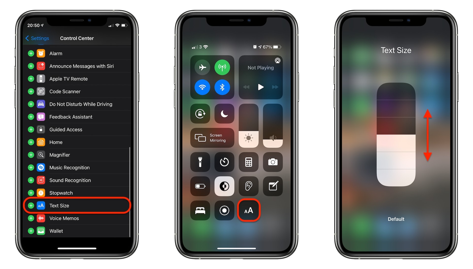 Switch system text sizes on the fly using Control Center