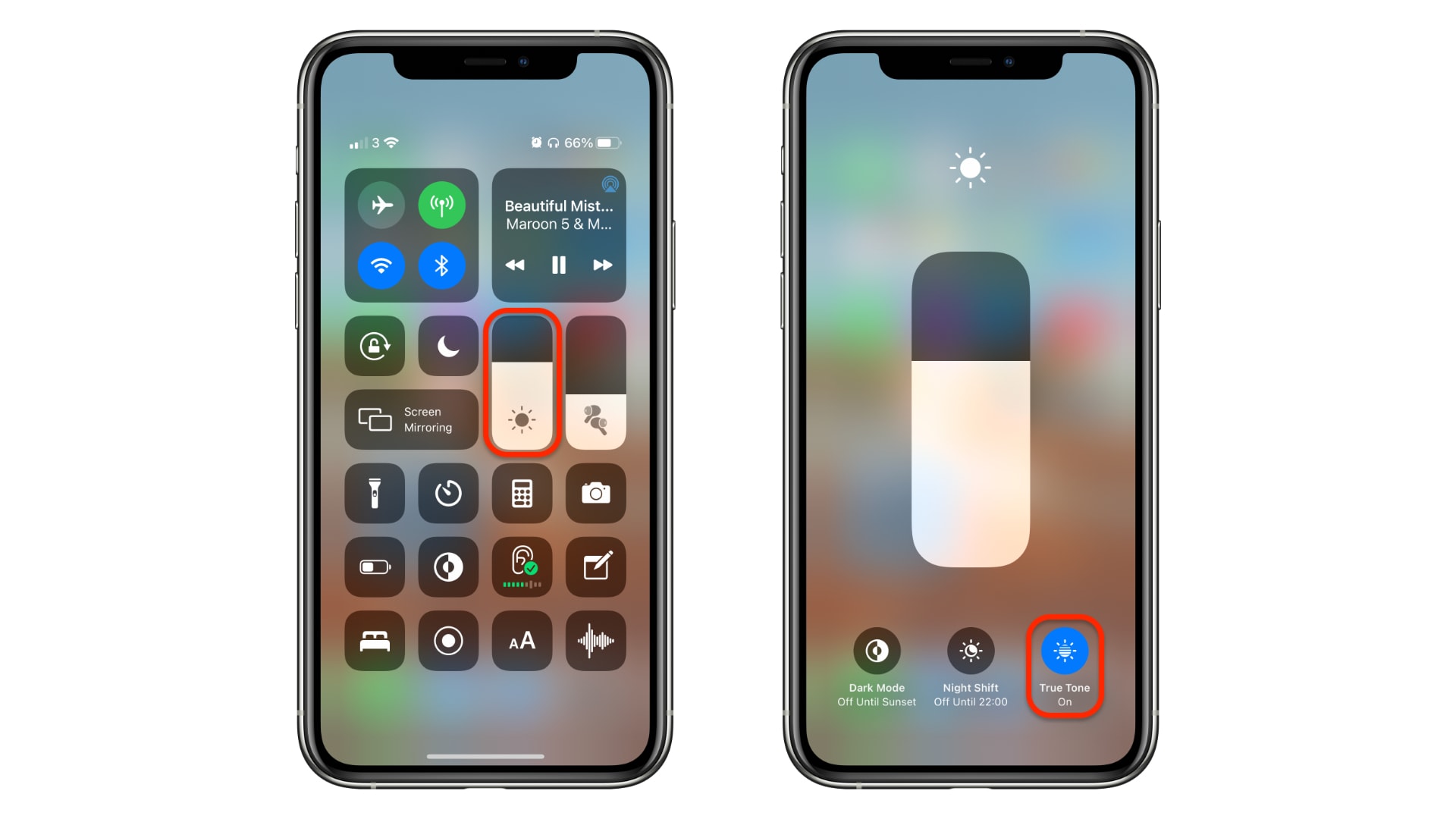 How to toggle True Tone in Control Center
