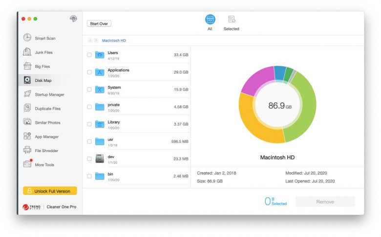 Cleaner One Pro Disk Map shows exactly what's taking up space on your hard drive.