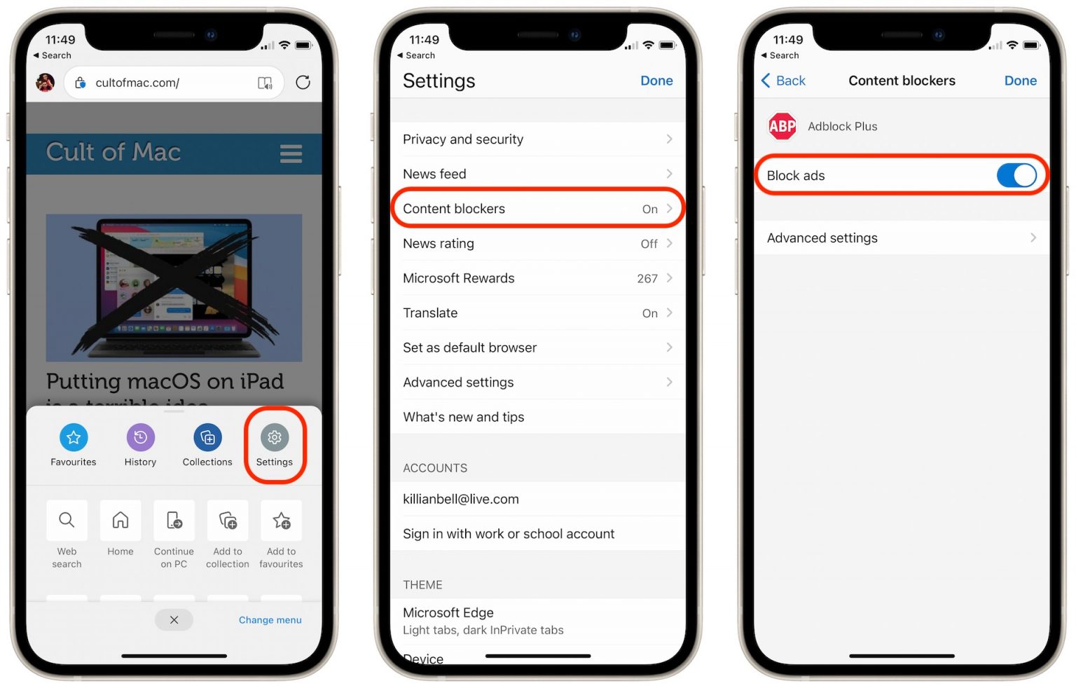 How to block ads in Microsoft Edge for iPhone and iPad