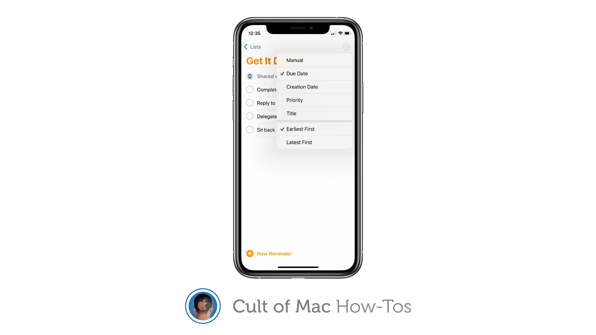 How to sort Reminders