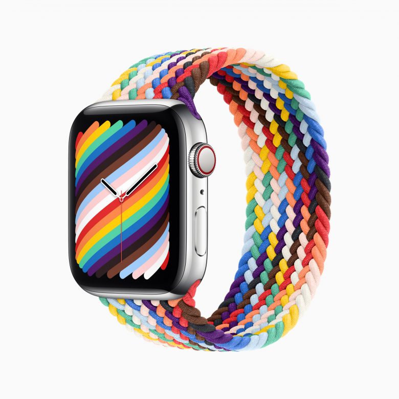 The Pride Edition Braided Solo Loop artfully weaves together the original rainbow colors with those drawn from various Pride flags to represent the breadth of diversity among LGBTQ+ experiences and the history of the movement.