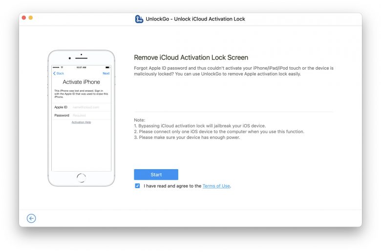 iToolab UnlockGo: Remove iCloud activation.