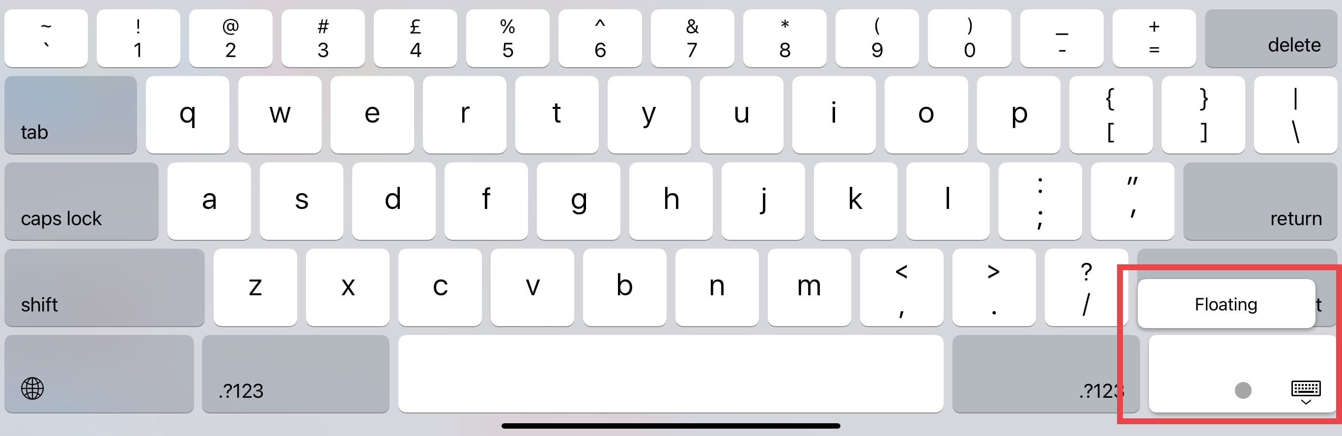 How to enable iPad's floating keyboard: Tap and hold the keyboard button, then select FLOATING