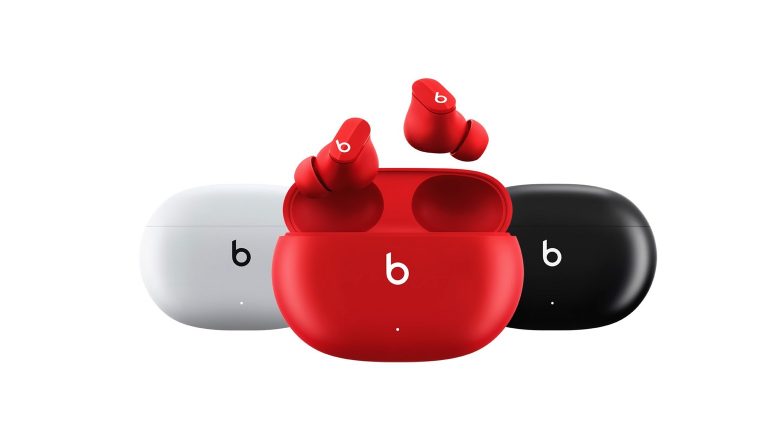 Beats Studio Buds come in a carrying case, with three color options: white, red and black.