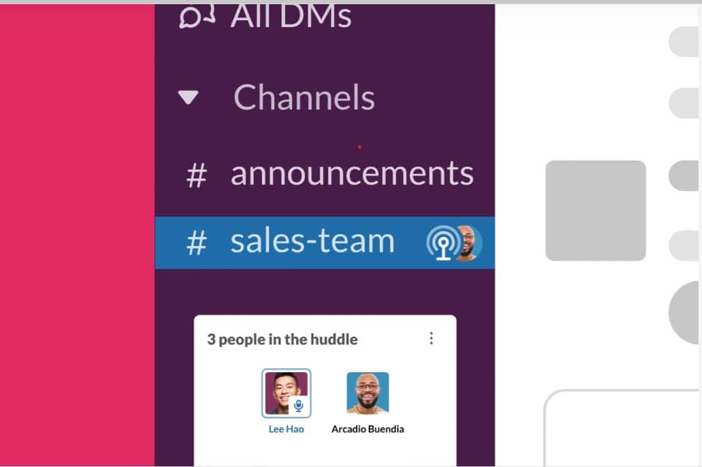 Slack Huddles, or quick audio chats, are easy to set up within the app.