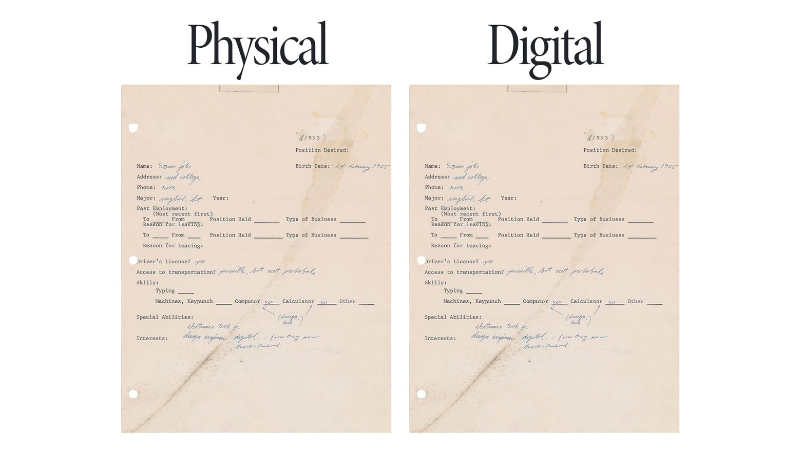 Money to burn? Buy the NFT of Steve Jobs’ weird teen job application