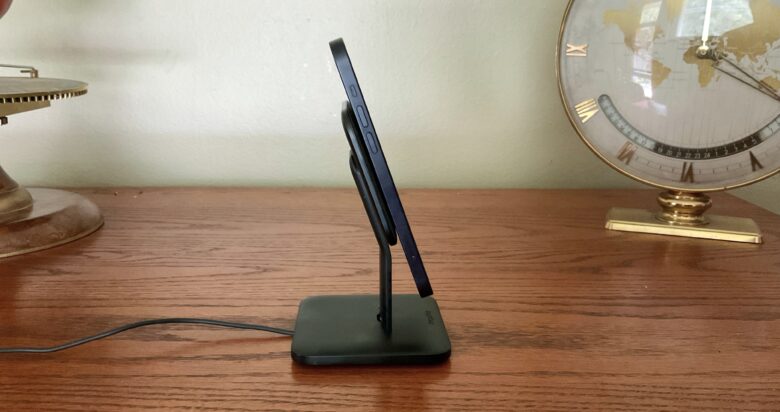 Mophie Snap+ Wireless Charging Stand provides a secure connection to your iPhone 12.