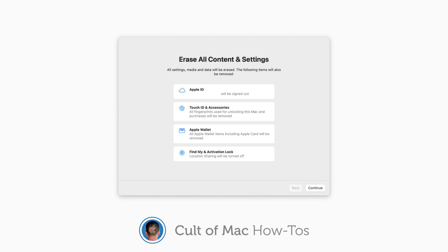 How to erase contents and settings in macOS Monterey
