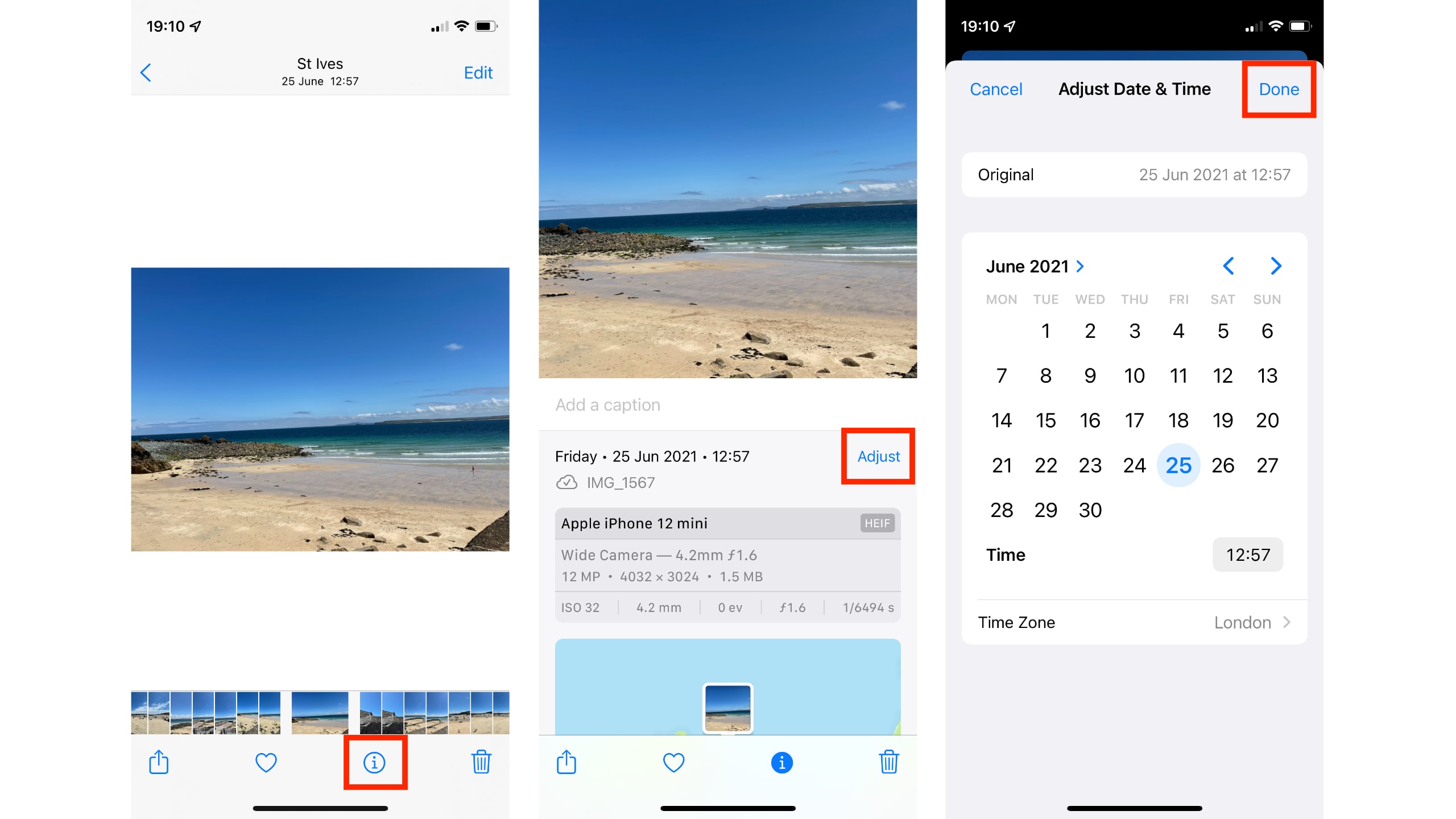How to change a photo's date and time in iOS 15
