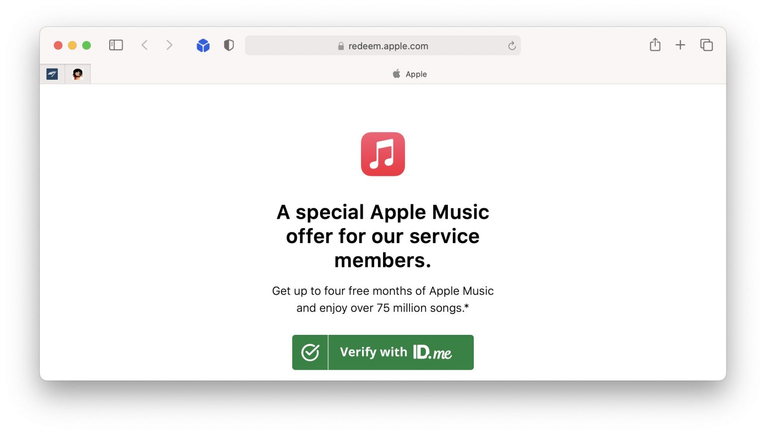 Apple Music military offer